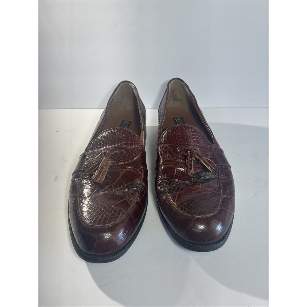 Stacy Adams Genuine Snake Leather Brown Tasseled Loafers Men's Size 14m - Picture 2 of 13